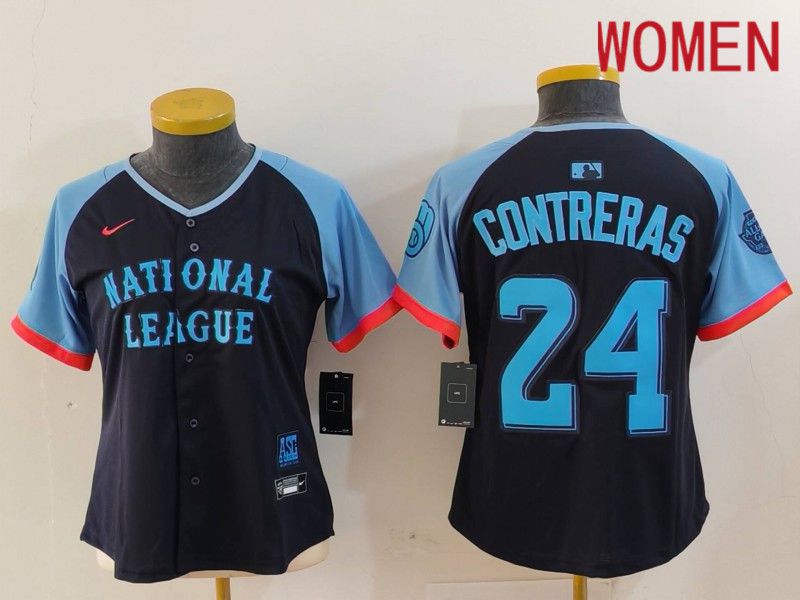 Women Milwaukee Brewers #24 Contreras Blue All star 2024 Nike MLB Jersey style 1